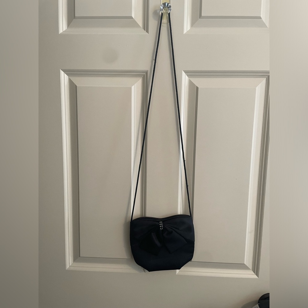 Black Satiny bag with Rhinstones and bow